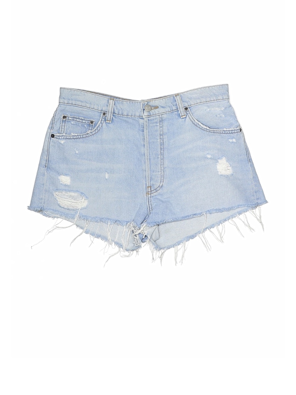 Reformation Light Blue Distressed Denim Cutoff Shorts